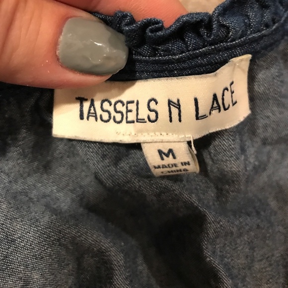 Tassels N Lace Denim Shirt - size medium - Picture 5 of 6